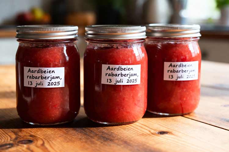 Aardbeien rabarberjam maken