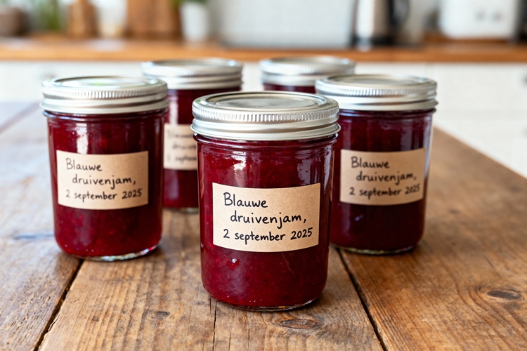 Blauwe druivenjam maken