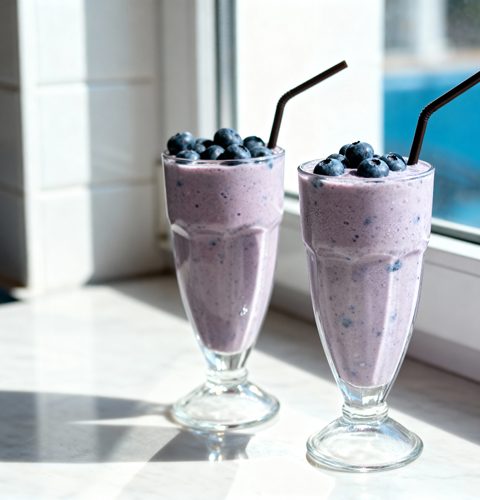 Bosbessen milkshake maken