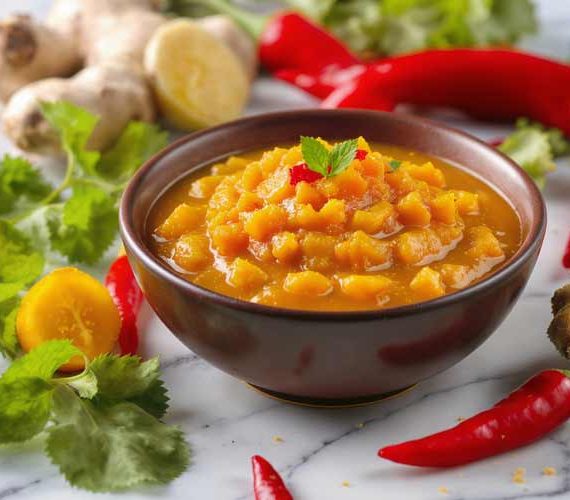 Gele tomaat chili chutney maken