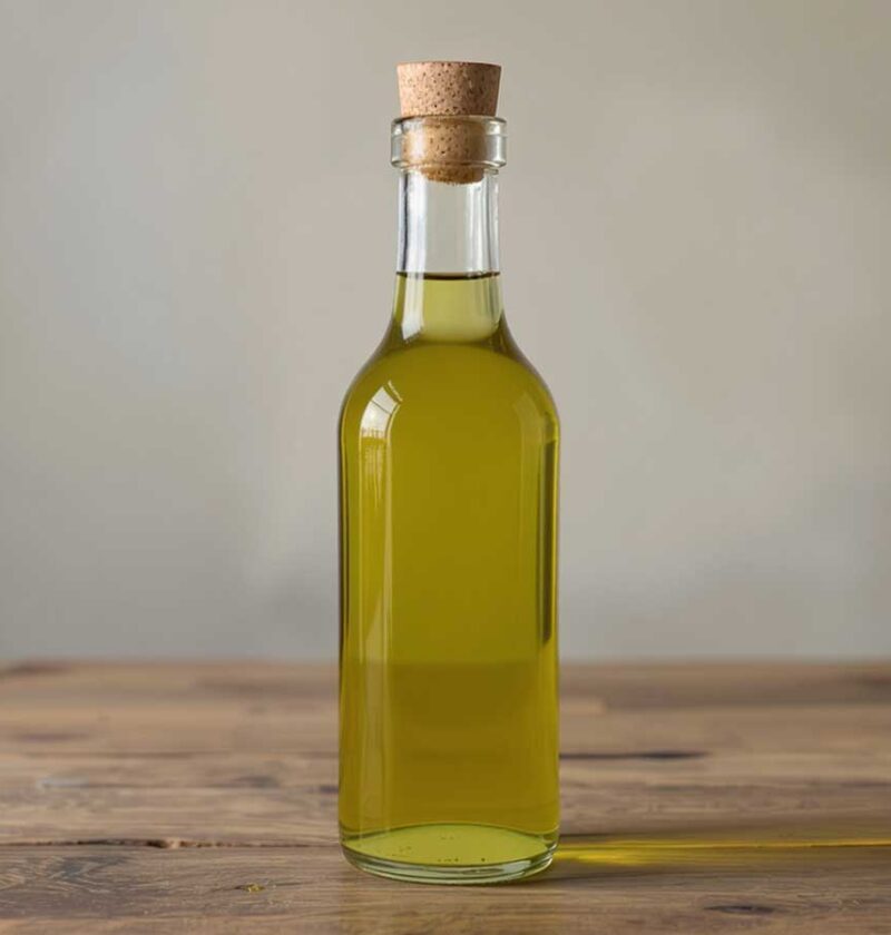 Een grote fles vol Jalapeño azijn.