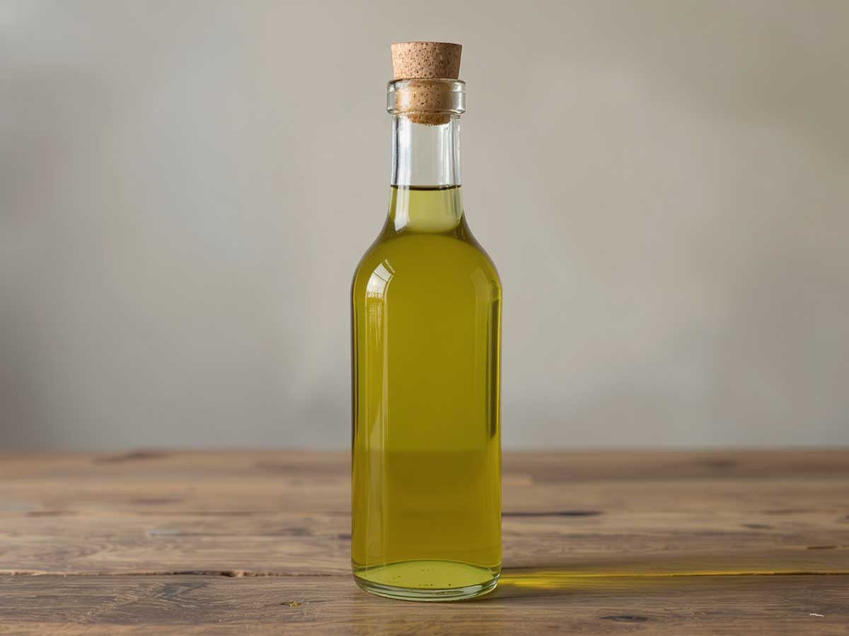 Een grote fles vol Jalapeño azijn.