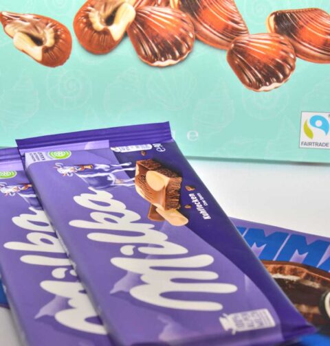 Diverse soorten chocolade bij elkaar.