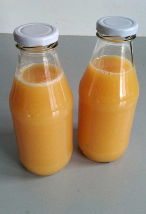2 flessen nectarinesap, waaraan geen suikers zijn toegevoegd.