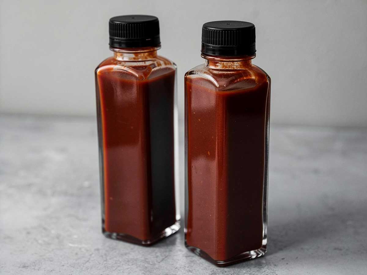 Twee flesjes met zelfgemaakte chipotle saus.
