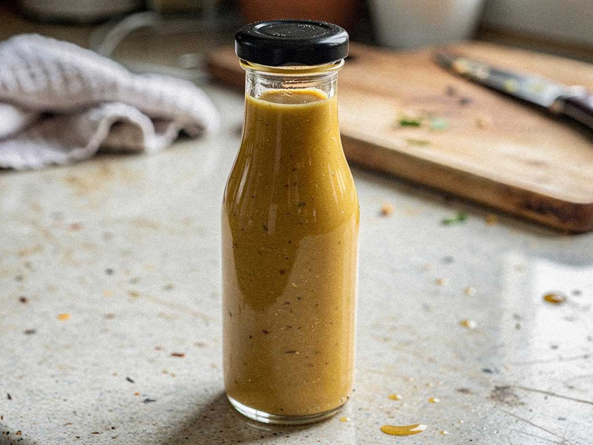 Een afgesloten felsje met zelfgemaak honing mosterd dressing.