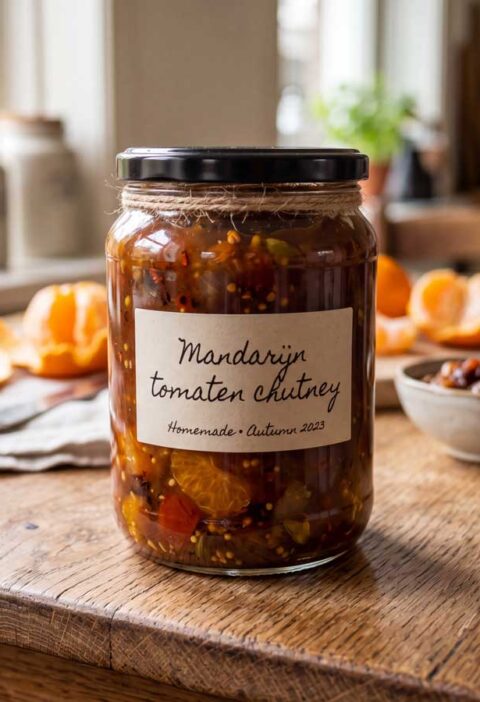 Mandarijn tomaten chutney maken met verse ingrediënten, lekker bij vlees